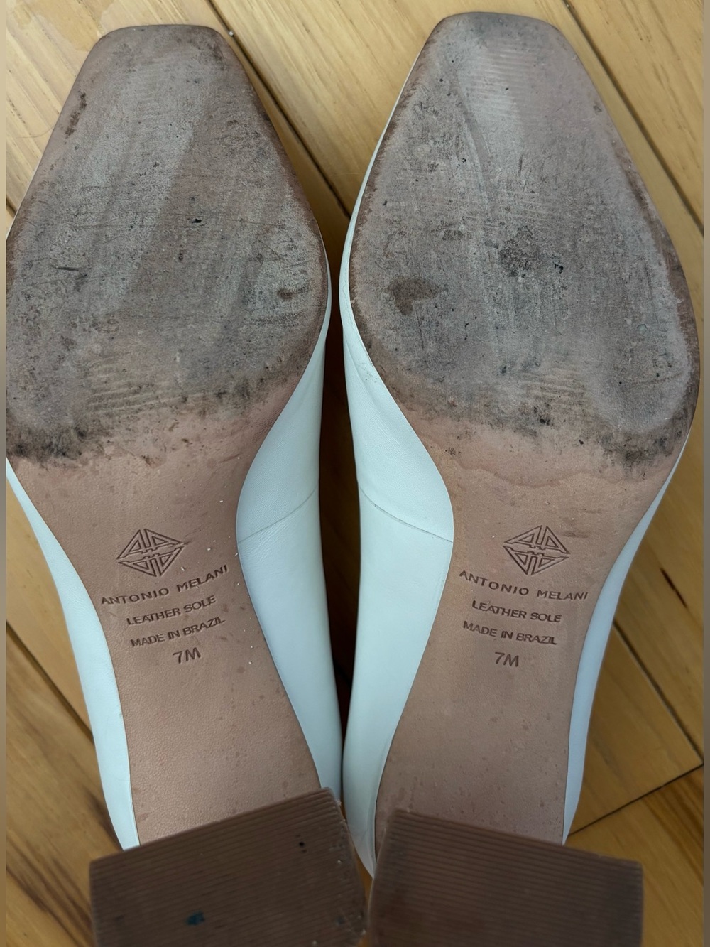 White Square Toe Block Heel Pumps - Picture 5 of 5